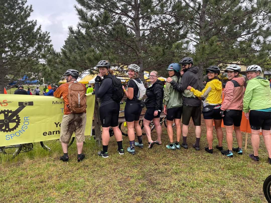 Team lined up at Bike MS banner